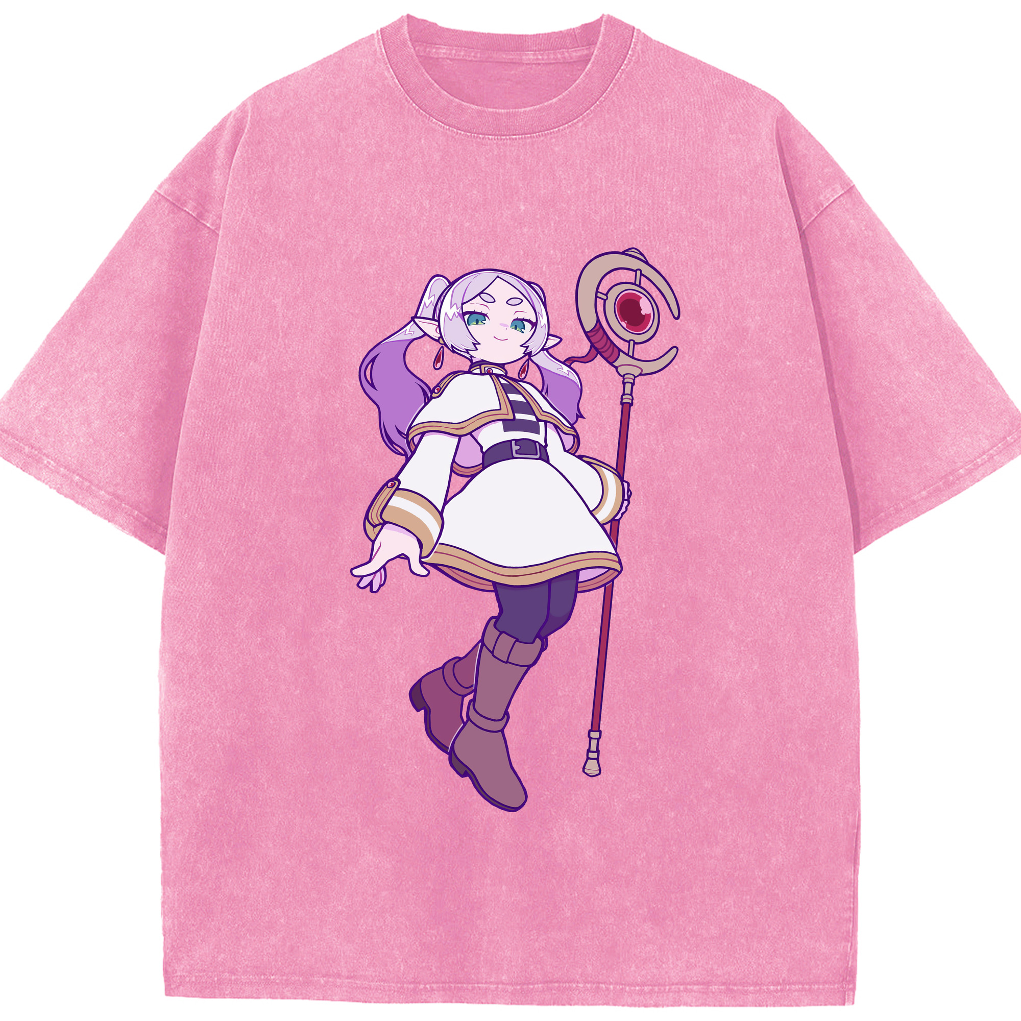 （画像用） 葬送のフリーレン Frieren 綿100% ヴィンテージ風 半袖Tシャツ（フロントプリント）